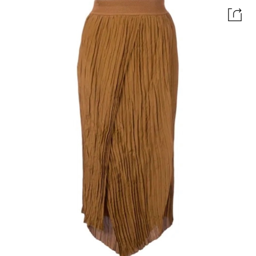 Vince Crinkle Pleated Midi Skirt